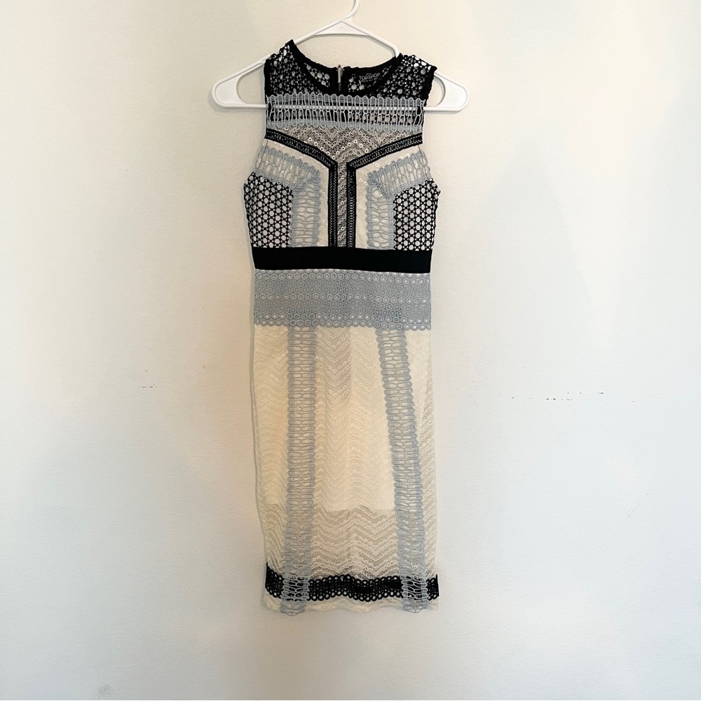 Topshop petite sleeveless lace dress